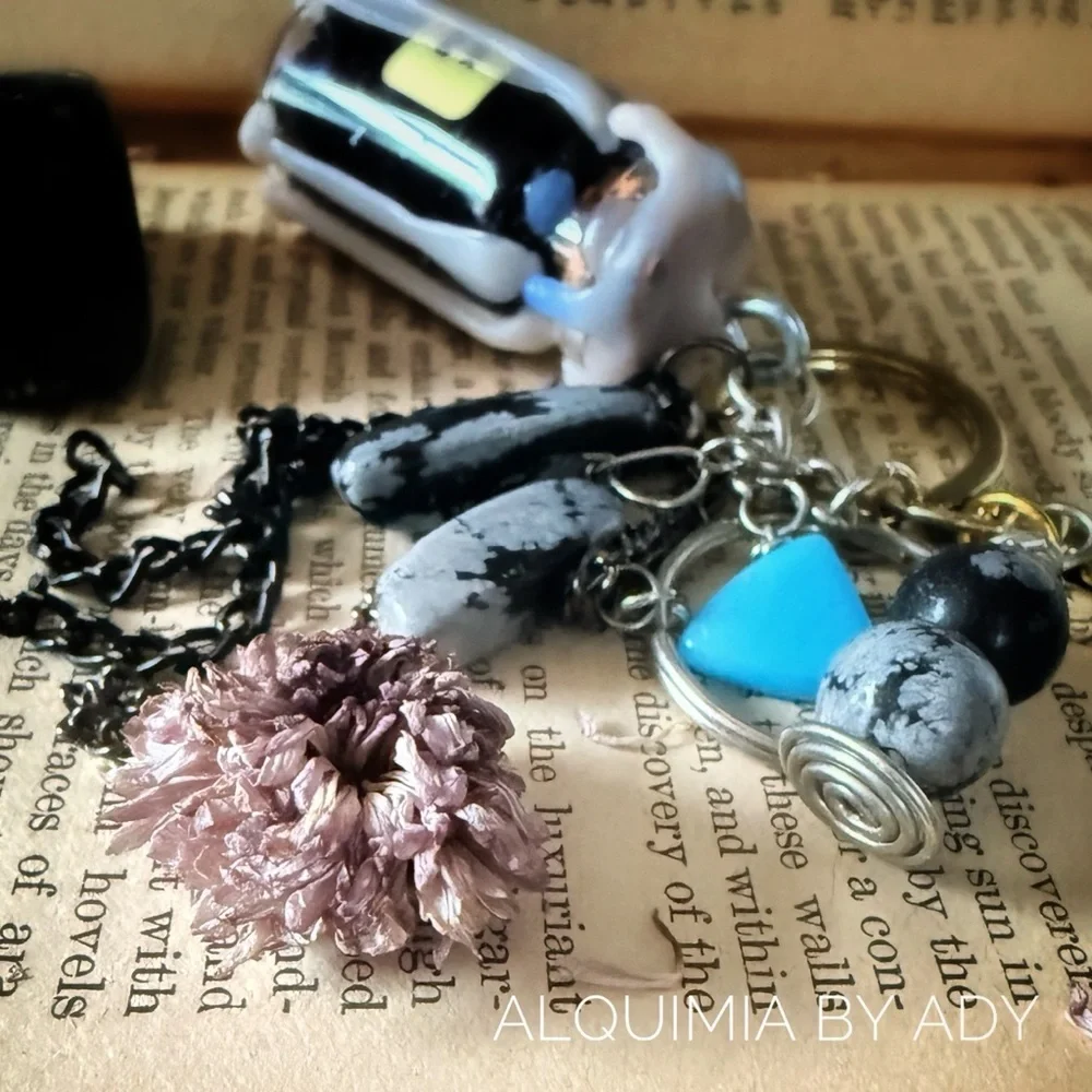 🖤🌙 Secret Friend — 🌙🌊 Onyx Spell Bottle Bag Charm — Witchy Coastal Protectio